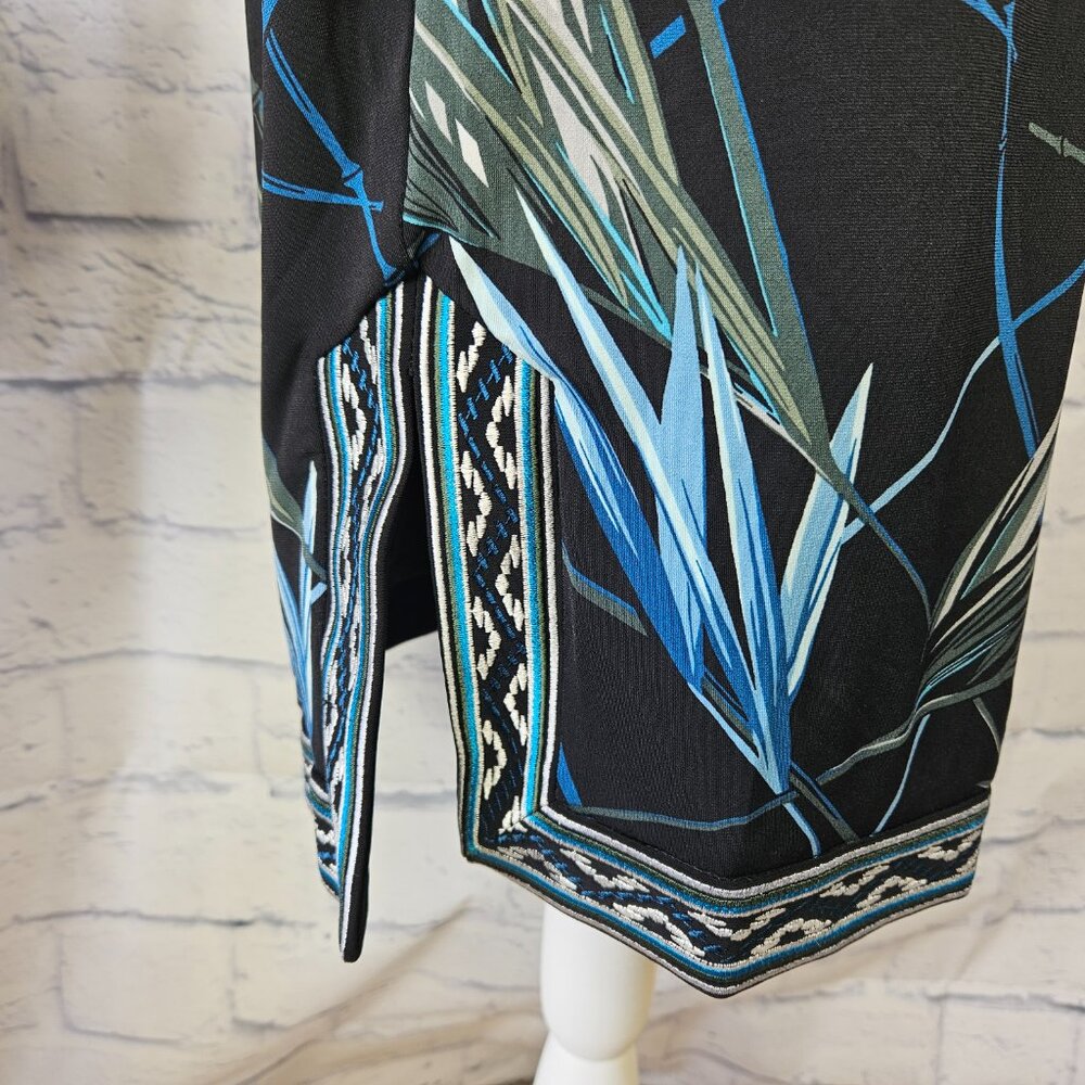 NWT White House Black Market Size M Teal Palm Print Sleeveless Sheath Dress $120 - Picture 7 of 12